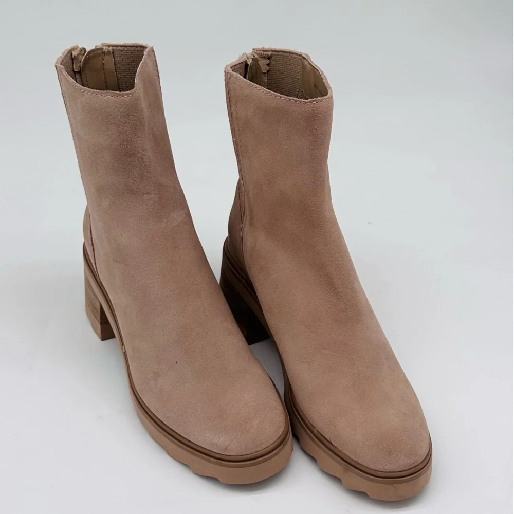 Dolce Vita Tan Suede Block Heel Ankle Boots